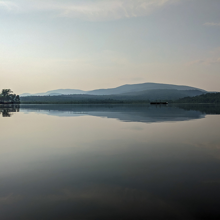lake with hills in Maine